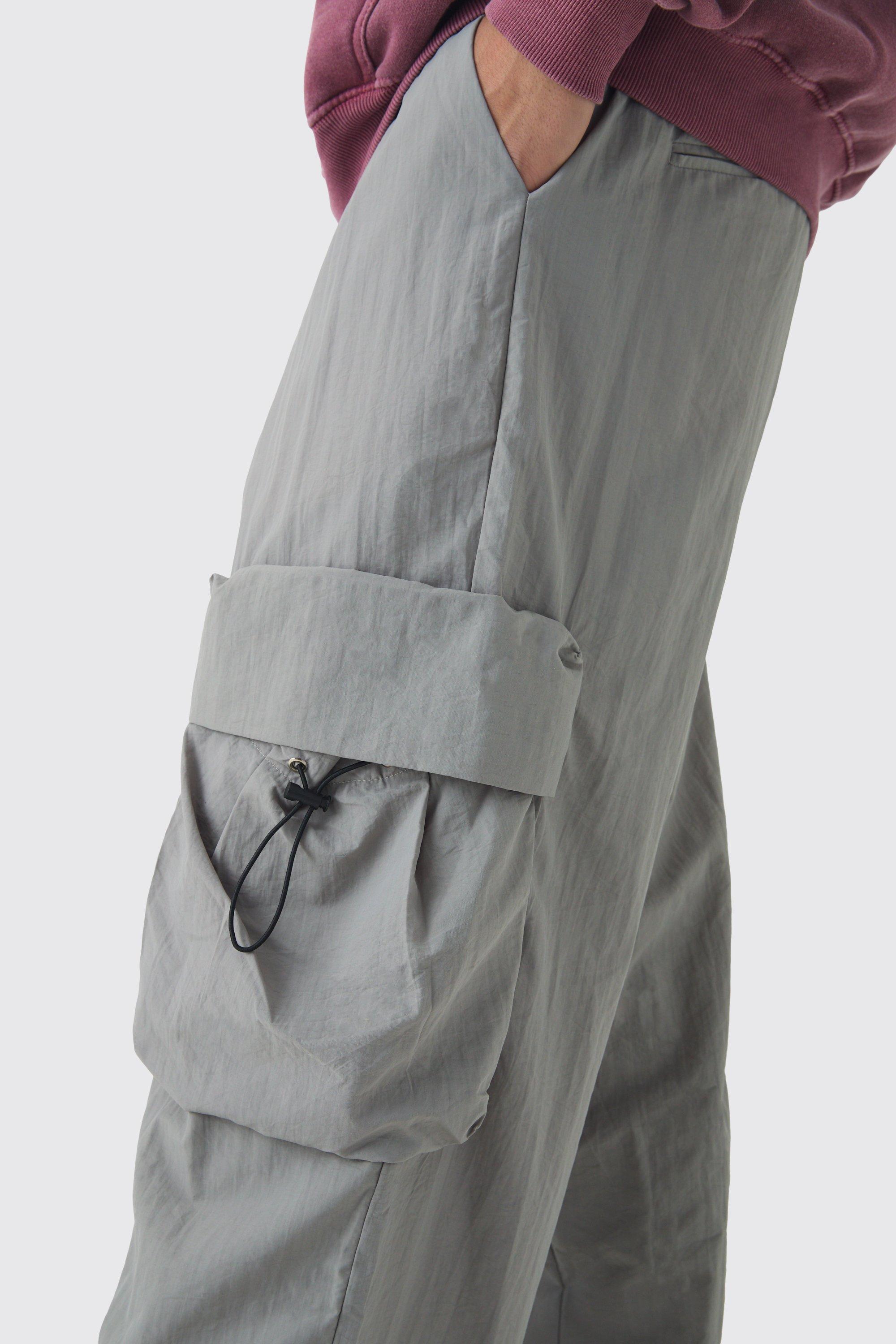 Elasticated Waist Parachute Water Resistant Cargo Trousers boohoo IE